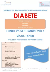 JOURNEE INFORMATION ET SENSIBILISATION DIABETE - 25 SEPTEMBRE 2017